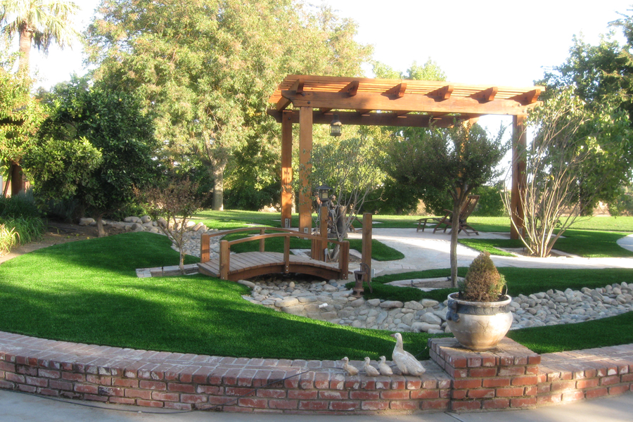 Commercial artificial grass park installation with Gazebo