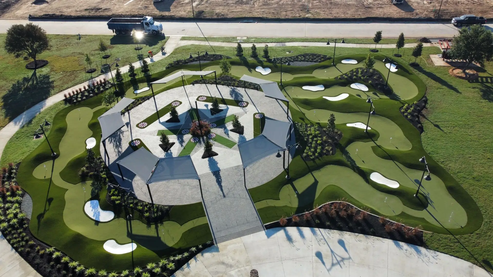 top golf mini golf on artificial grass lawn